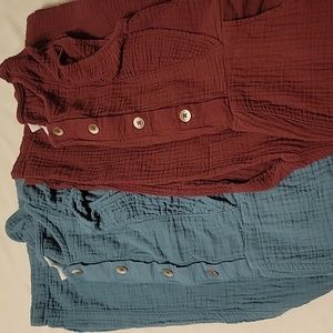 Cat &Jack girls jumpsuits sz 7/8 teal&burgandy